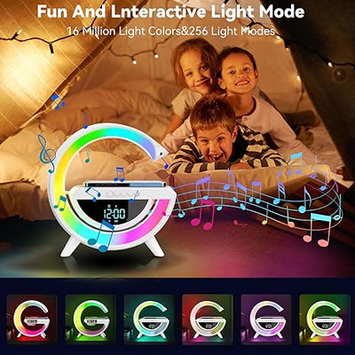 3 In 1 G Shaped Lamp, Speaker, Wireless Charger & Alarm Clock